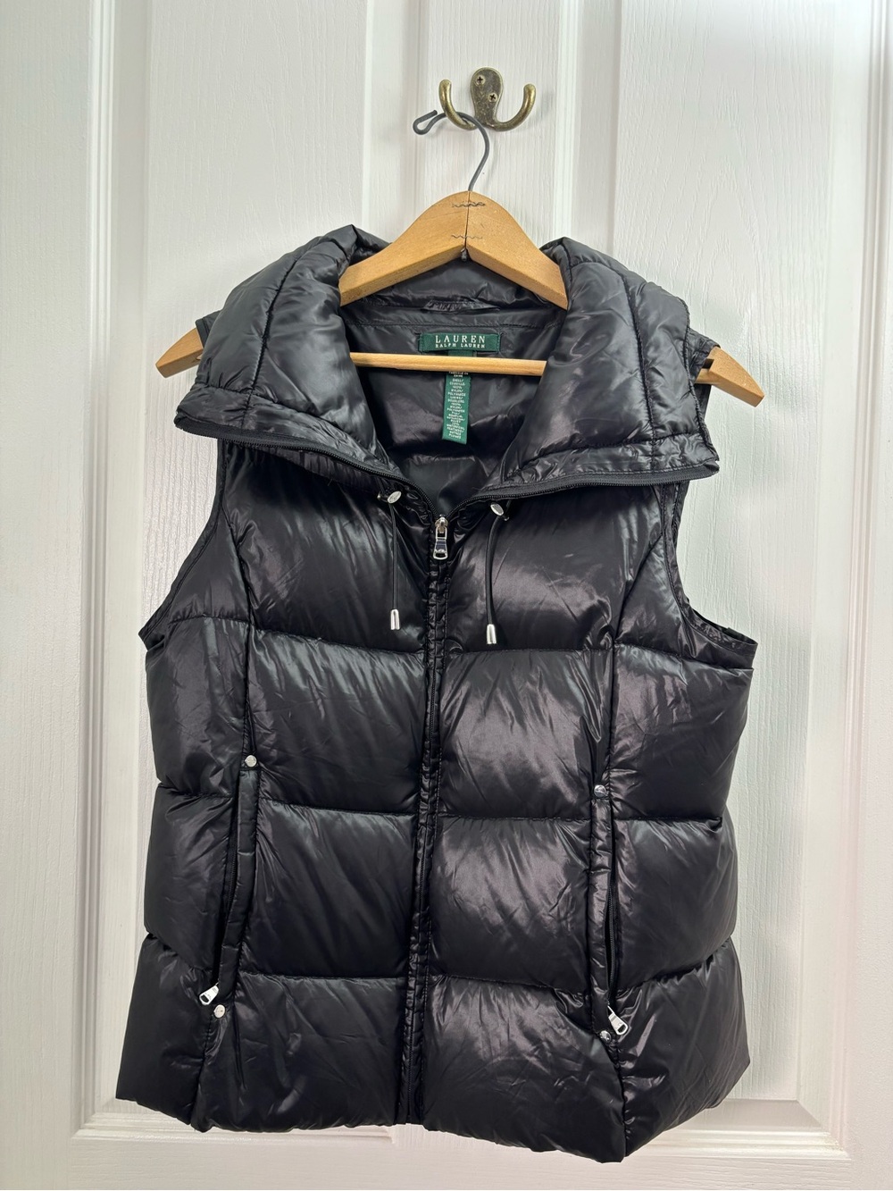 Lauren Ralph Lauren Black Quilted Hooded Puffer Vest